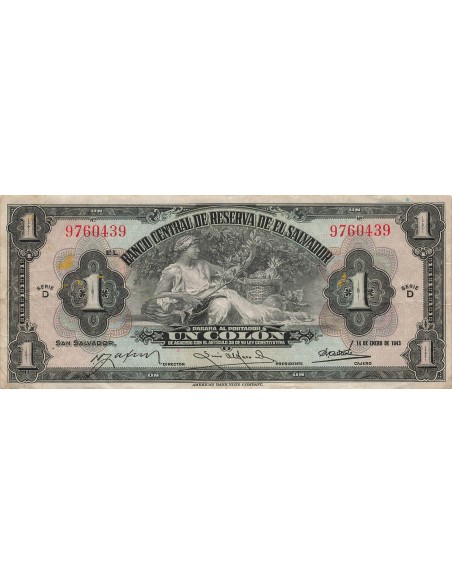 El Salvador 1 colon 1944
