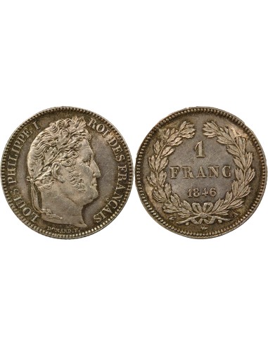 Louis-Philippe Ier Tête Laurée 1 franc Argent 1846 A - Paris