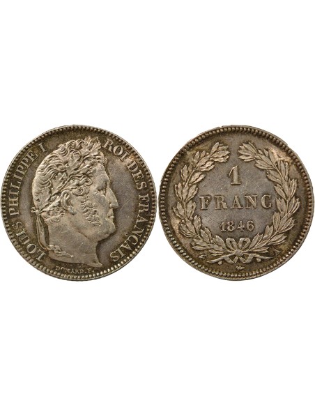 Louis-Philippe Ier Tête Laurée 1 franc Argent 1846 A - Paris