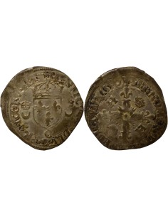Henri II Aux Croissants 1 douzain Argent 1550 C Saint-Lô