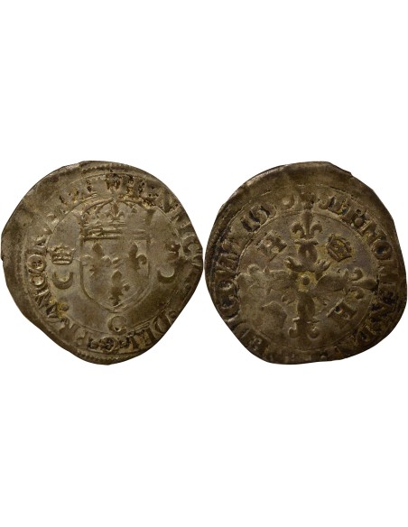 Henri II Aux Croissants 1 douzain Argent 1550 C Saint-Lô