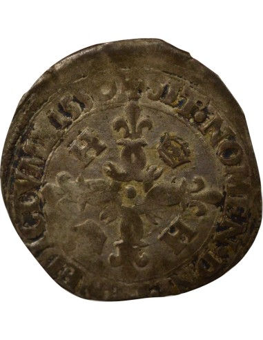 Henri II Aux Croissants 1 douzain Argent 1550 C Saint-Lô