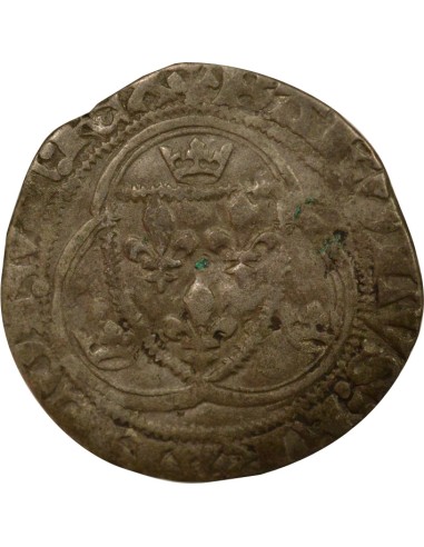 3e Emission 1 blanc à la couronne Billon 1447-1455 S Troyes