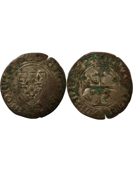 Charles VI 2e Emission 1 blanc guénar Billon 1392-1398 Sainte-Menehould