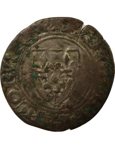 Charles VI 2e Emission 1 blanc guénar Billon 1392-1398 Sainte-Menehould