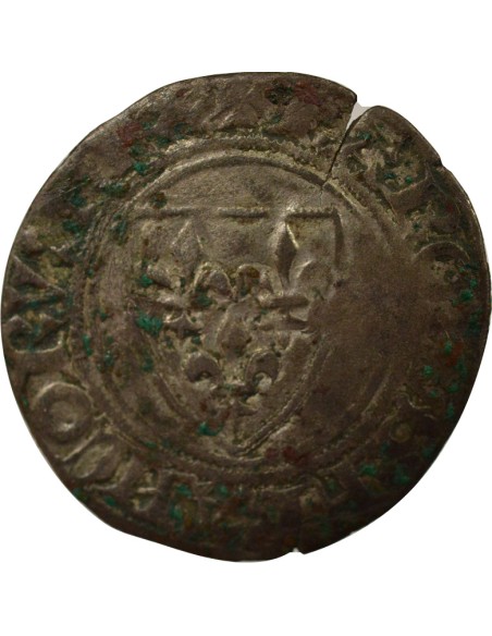 Charles VI 2e Emission 1 blanc guénar Billon 1392-1398 Sainte-Menehould