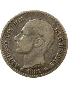 Philippines Alphonse XII d'Espagne 50 centimos Argent 1881 AI Madrid 2