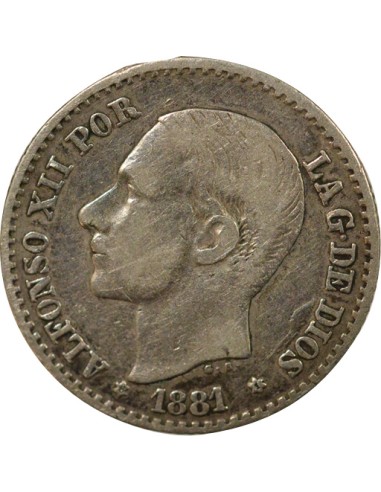 Philippines Alphonse XII d'Espagne 50 centimos Argent 1881 AI Madrid