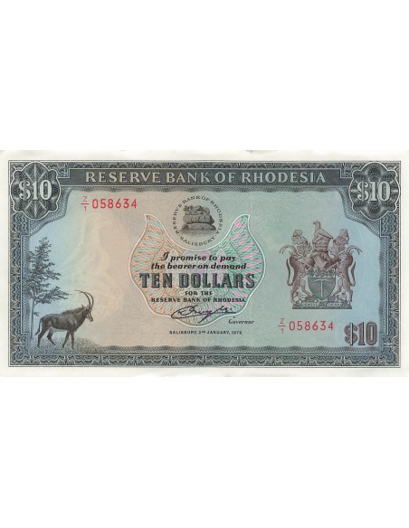 Rhodésie 10 dollars 1979
