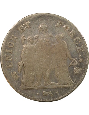Union & Force 5 francs Argent An 7 L Bayonne