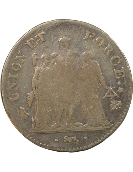 Union & Force 5 francs Argent An 7 L Bayonne
