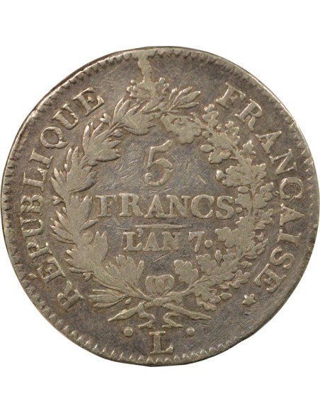 Union & Force 5 francs Argent An 7 L Bayonne