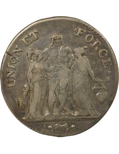 Union & Force 5 francs Argent An 8 L Bayonne 2