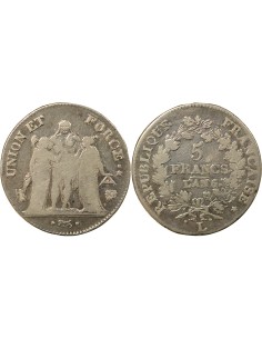 Union & Force 5 francs Argent An 6/5 L Bayonne