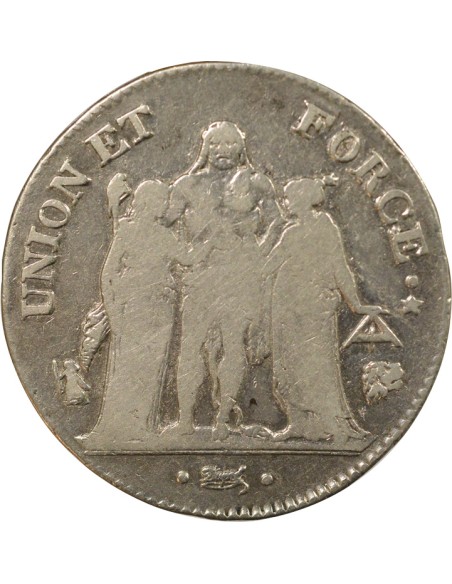 Union & Force 5 francs Argent An 6/5 L Bayonne