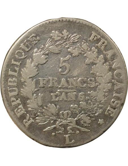 Union & Force 5 francs Argent An 6/5 L Bayonne