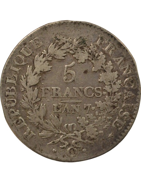 Union & Force 5 francs Argent An 7 Q Perpignan