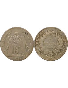 Union & Force 5 francs Argent An 8 Q Perpignan