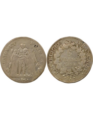 Union & Force 5 francs Argent An 8 Q Perpignan