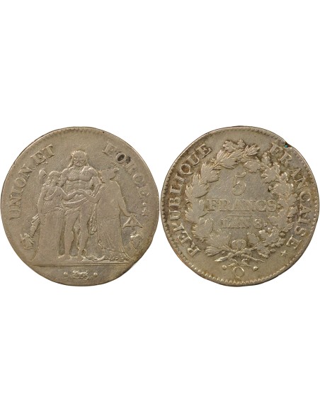 Union & Force 5 francs Argent An 8 Q Perpignan