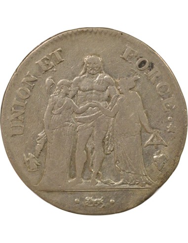 Union & Force 5 francs Argent An 8 Q Perpignan