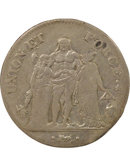 Union & Force 5 francs Argent An 8 Q Perpignan