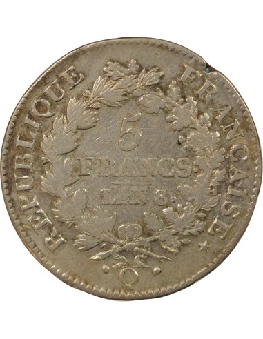 Union & Force 5 francs Argent An 8 Q Perpignan