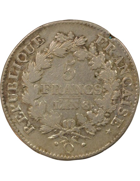 Union & Force 5 francs Argent An 8 Q Perpignan