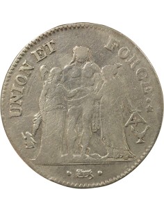 Union & Force 5 francs Argent An 6 K Bordeaux 2