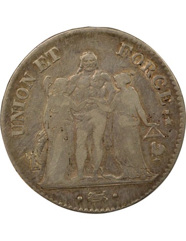 Union & Force 5 francs Argent An 8 A - Paris