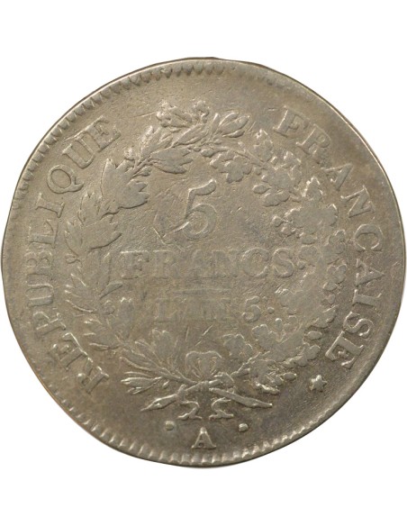 Union & Force 5 francs Argent An 5 A - Paris