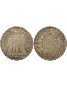 Union & Force 5 francs Argent An 5 K Bordeaux