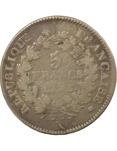 Union & Force 5 francs Argent An 5 K Bordeaux