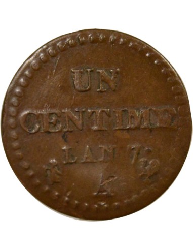 Dupré 1 centime Cuivre An 7 A - Paris