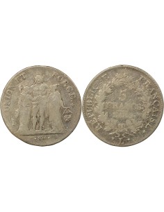 Union & Force 5 francs Argent An 9 L Bayonne