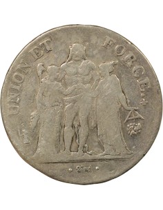 Union & Force 5 francs Argent An 9 L Bayonne 2