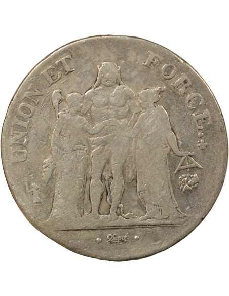 Union & Force 5 francs Argent An 9 L Bayonne