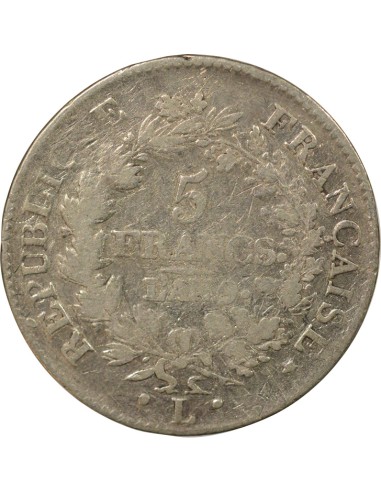 Union & Force 5 francs Argent An 9 L Bayonne