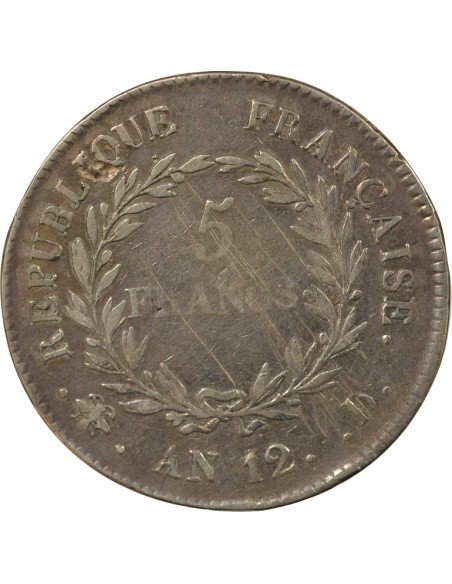 Roi d'Italie Consulat 5 francs Argent An 12 D Lyon