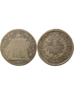 Union & Force 5 francs Argent An 11 Q Perpignan