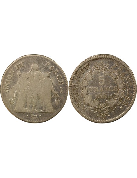 Union & Force 5 francs Argent An 11 Q Perpignan