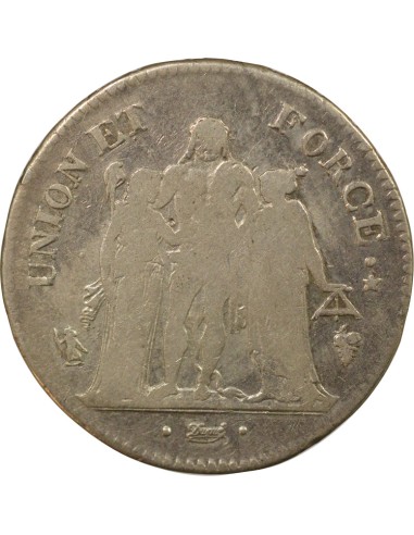 Union & Force 5 francs Argent An 11 Q Perpignan