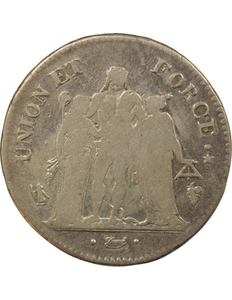 Union & Force 5 francs Argent An 11 Q Perpignan