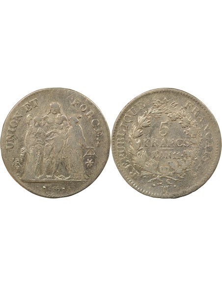 Union & Force 5 francs Argent An 11 MA Marseille