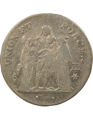 Union & Force 5 francs Argent An 11 MA Marseille