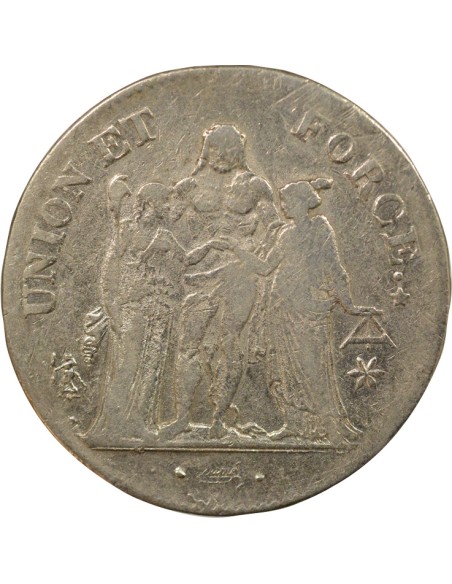 Union & Force 5 francs Argent An 11 MA Marseille