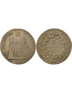 Union & Force 5 francs Argent An 10 MA Marseille