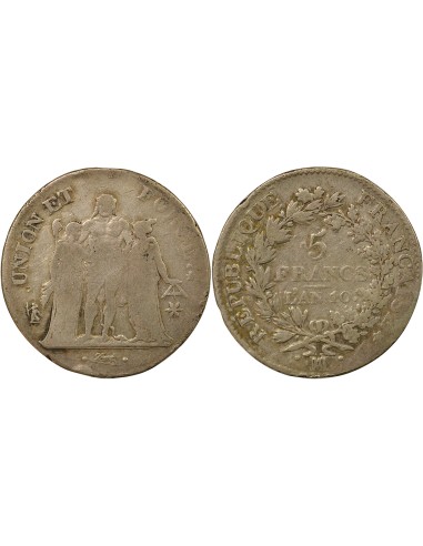 Union & Force 5 francs Argent An 10 MA Marseille