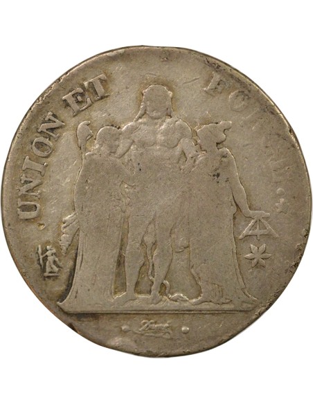 Union & Force 5 francs Argent An 10 MA Marseille