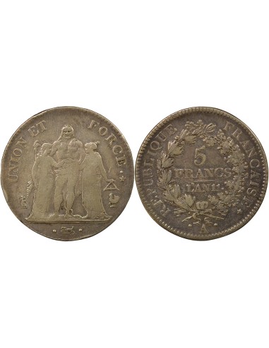 Union & Force 5 francs Argent An 11 A - Paris